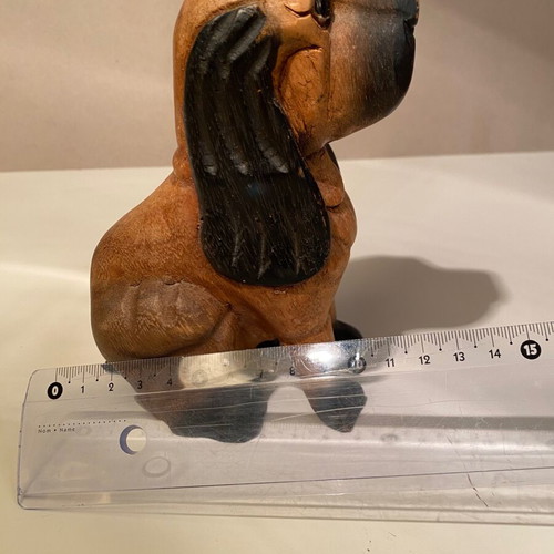 Wooden decorative dog used, cocker spaniel with long ears