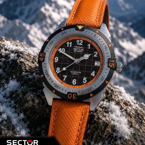 Sector No Limits 200 Date watch, black and orange