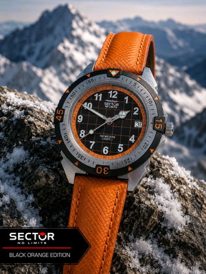 Sector No Limits 200 Date watch, black and orange