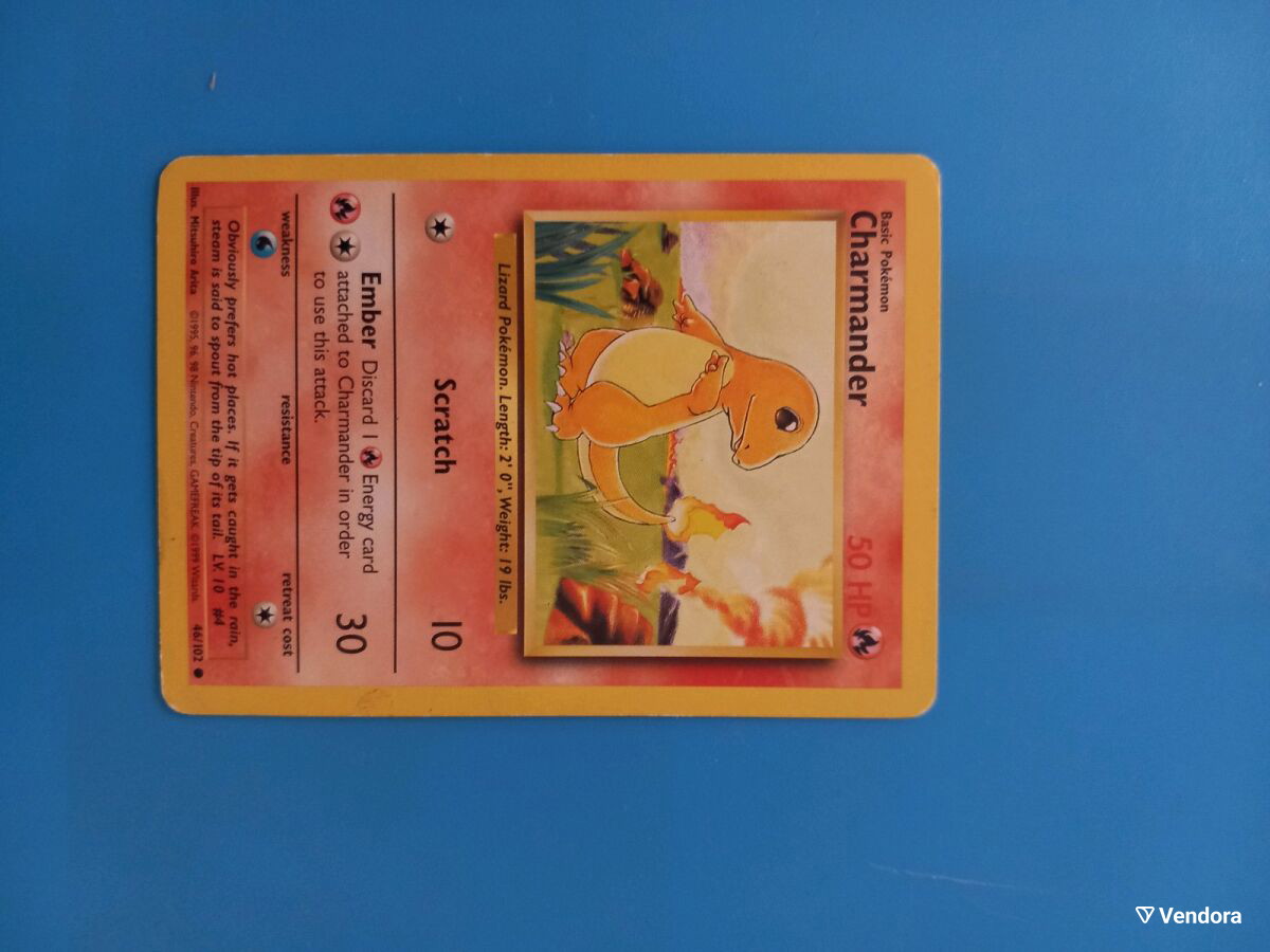 46 102 pokemon card 46/102, Charmander, Pokemon, Base Set Unlimited, 1999-2000 (4th Print/ –  Tenrec Studios