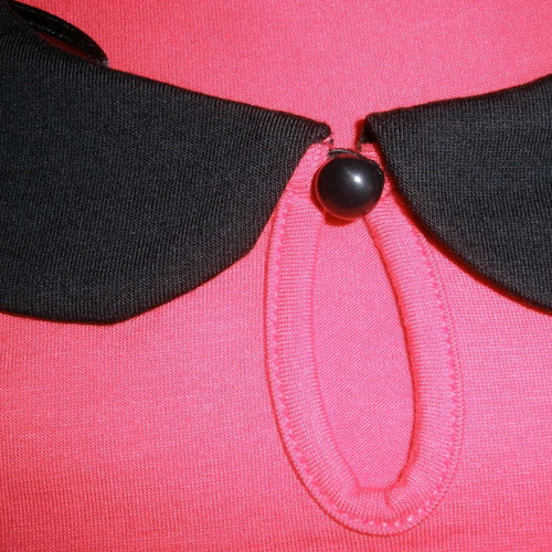 Women's long sleeve blouse with Peter Pan collar, coral pink