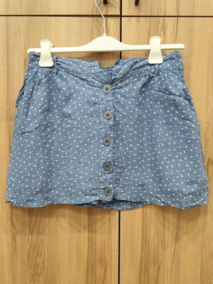 Attrattivo vintage floral button mini skirt, blue, size M