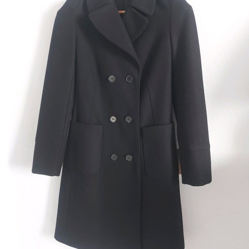 Zara wool coat black like new with double button row