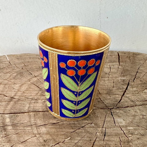 Soviet Vodka Shot Glass Ruskiye Samotsvety Cloisonné enamel like new