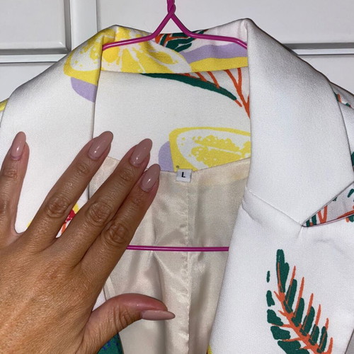 Blazer with fruit pattern new, white multicolor