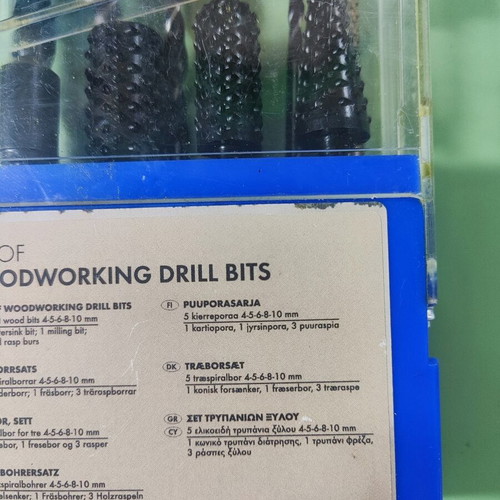 Woodworking drill set Powerfix like new in plastic case
