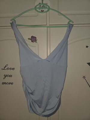Shein turquoise top with ruching and strap design, medium size, new