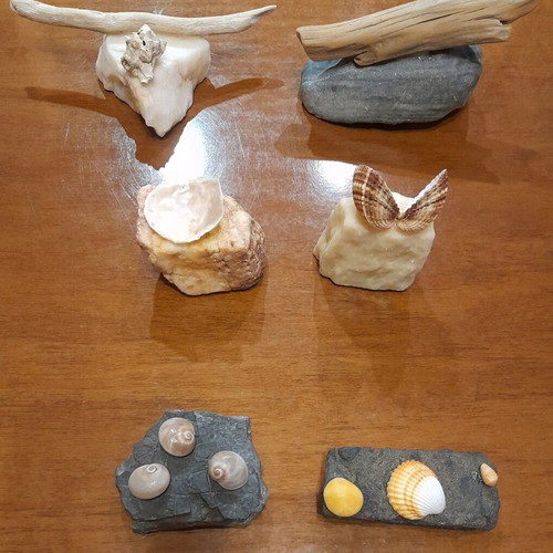 Stone and shell construction new, ring or earring holder