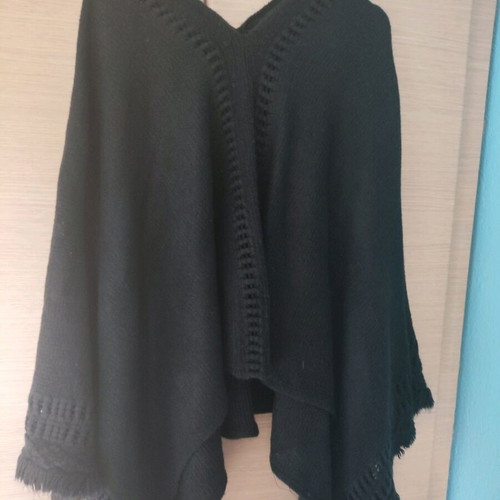 Poncho used black with neck and sleeve pattern