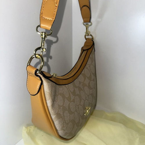 Coach Aria Shoulder Bag Khaki Saddle new