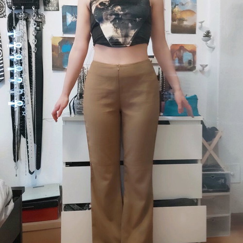 Anna Riska camel faux suede flare trousers like new