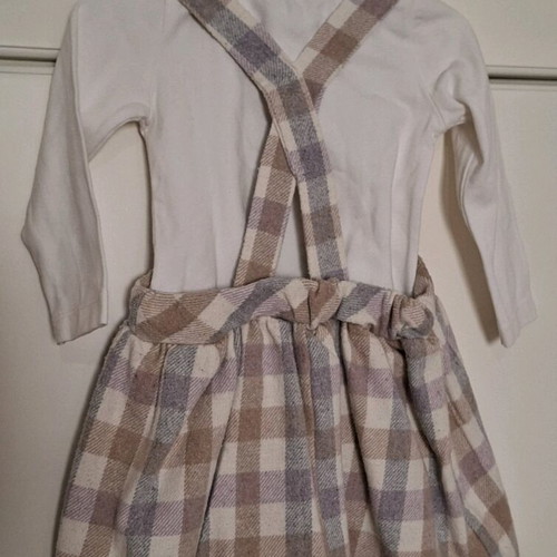 Evita set for 1 year like new with coat, check dress and white blouse