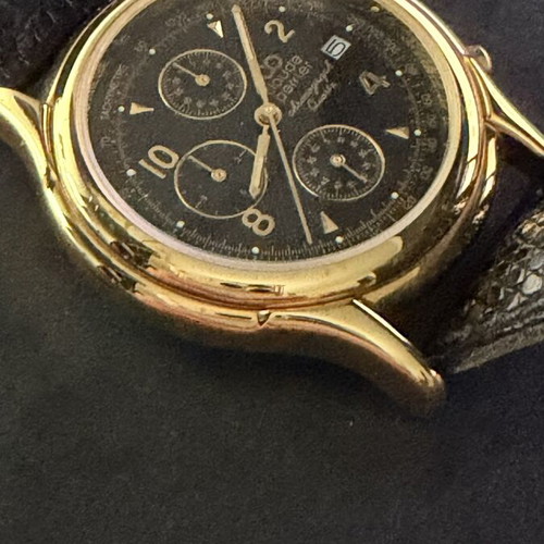 Claude Perrier Chronograph Gold Plated Watch vintage 1990, like new