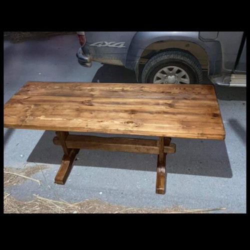 Monastic style wooden dining table, solid Swedish wood