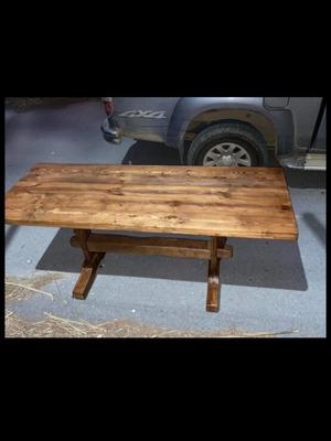 Monastic style wooden dining table, solid Swedish wood