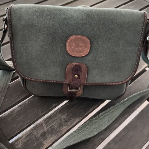 Burberry vintage crossbody bag used, khaki canvas and leather