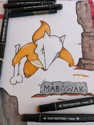 Σχέδιο Pokemon Marowak σε χαρτί ακουαρέλλας καινούργιο