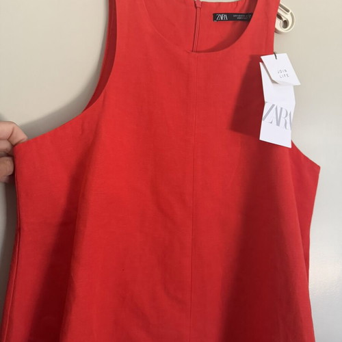 Zara coral short A-line dress with party shoulders new