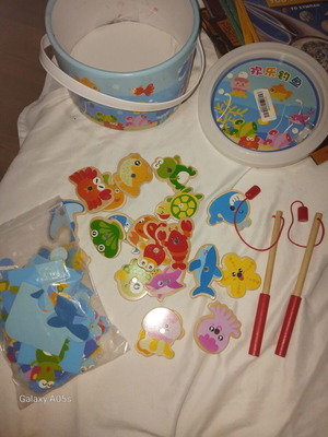 Wooden Fishing Game with Puzzle for Ages 3+ like new
