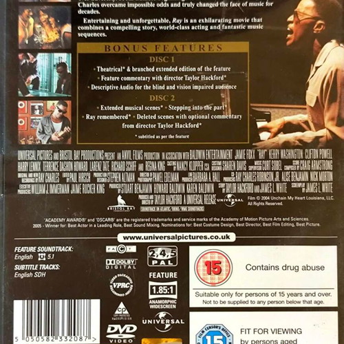 Ray DVD drama biography movie with Jamie Foxx, sealed, English subtitles