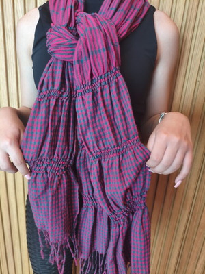 Scarf used, purple and fuchsia