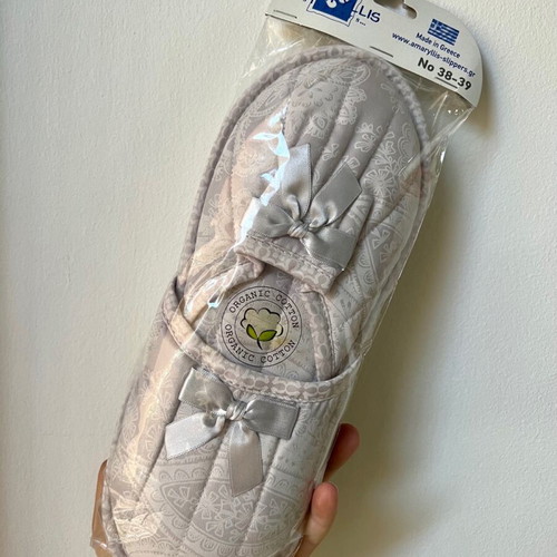 Amaryllis slippers 100% cotton, blue color, new, size 38