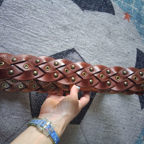 BSB leather belt used, brown with studs