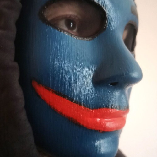 Blue clown mask handmade made to order
