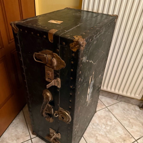 Vintage Metal Trunk Used with Industrial Character