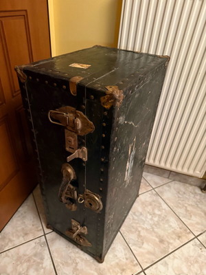 Vintage Metal Trunk Used with Industrial Character