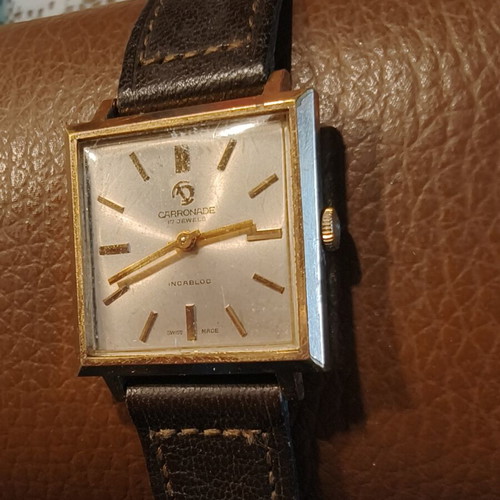 Carronade Vintage 17 Jewels Incabloc Swiss Made Square Men's Watch used