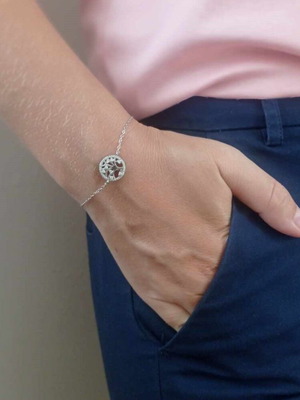 Βραχιόλι ασημένιο 925 με δένδρο ζωής, και αλυσίδα επέκτασης