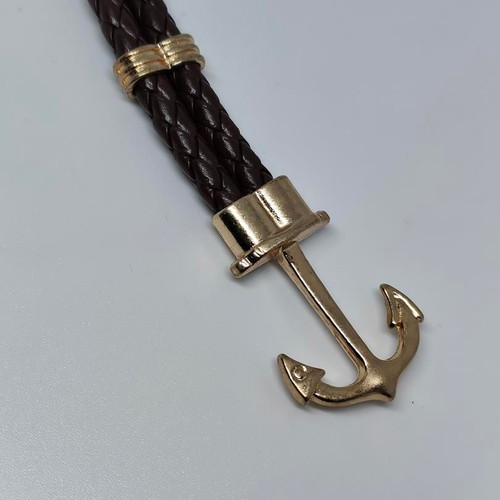 Men's Anchor Bracelet with Braided Leather Like New