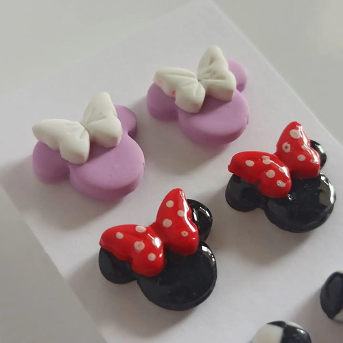 Minnie Mouse earrings new, set of 3 pairs polymer clay