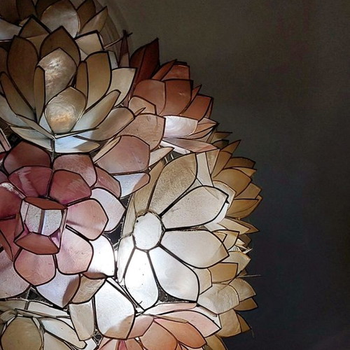Vintage ceiling light flower made of shell used
