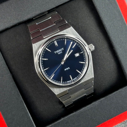 Tissot PRX Quartz watch, blue and silver