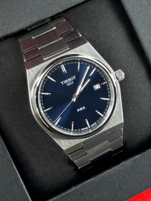Tissot PRX Quartz watch, blue and silver
