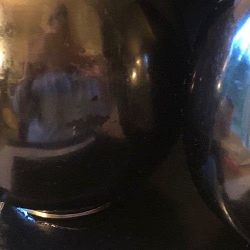 Set of 2 old Japanese metal Mt.Fuji vases used