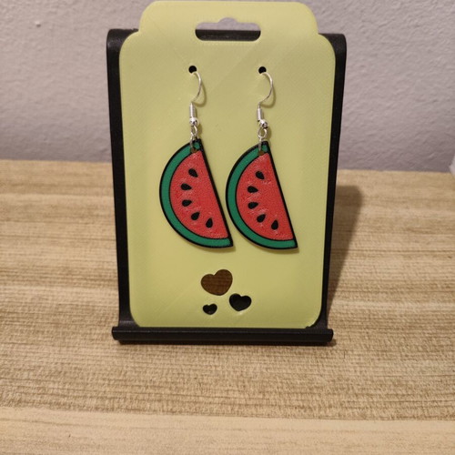 Watermelon Slice 3D printing earrings made to order