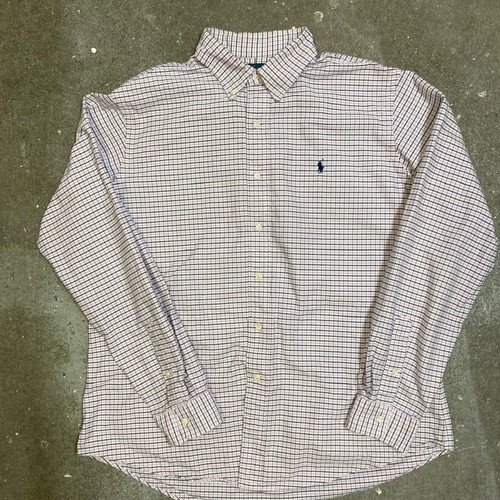 Ralph Lauren Oxford long sleeve shirt XL white pink navy blocked black pony