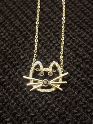 Necklace with silver cat pendant like new
