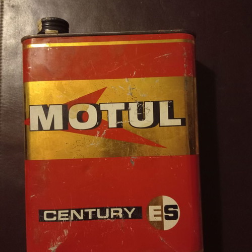 Vintage metal Motul large tin boxes used