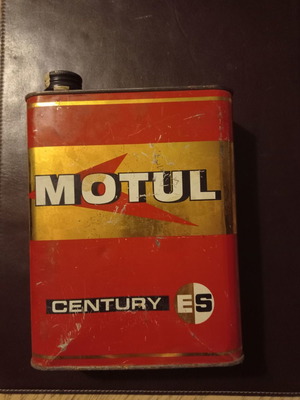 Vintage metal Motul large tin boxes used