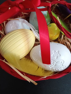 Easter decorative basket with eggs used