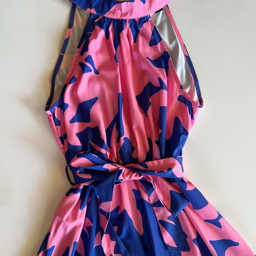 Shein dress blue and pink with open back like new, size M