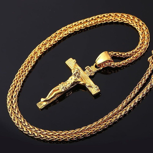 Cross from Medical Steel Christ Gold Color Unisex