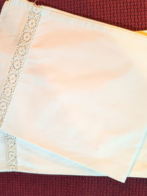 Pair of pillowcases cotton fabric with lace 46x68, new