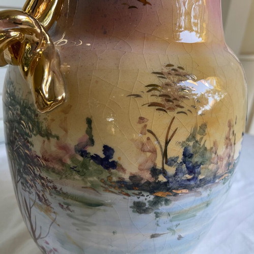 Italian porcelain vase antique used, hand-painted