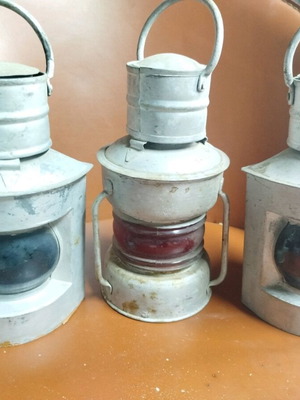 Φανάρια ναυσιπλοΐας πολύ παλαιά, σαν καινούργια, με έγχρωμα γυαλιά