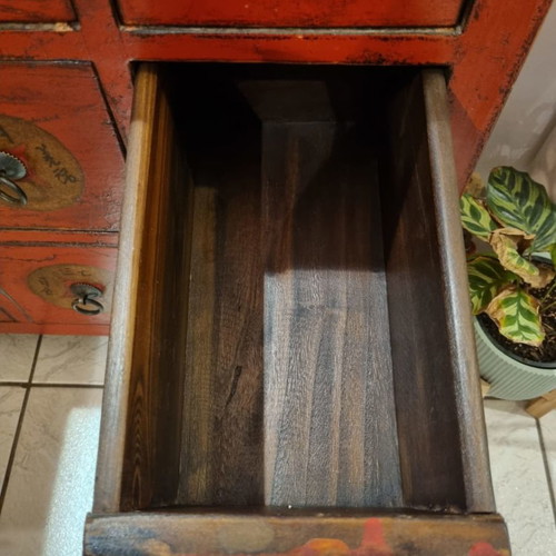 Antique Chinese drawer cabinet used, 12 compartments for medicine or tea